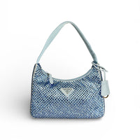 Prada Blue Metal Triangle Re-Edition 2000 Handbag