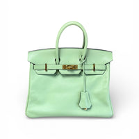 Hermes Veau Swift Birkin 25 Retourne Handbag in Vale Cricket (2020)