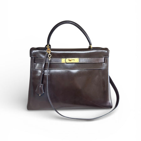 Hermes Vintage 1981 Brown Kelly 32 with Gold Hardware