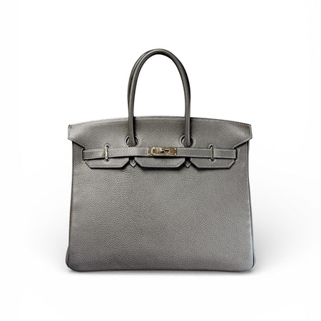 Hermes Birkin 35 Bag in Graphite Fjord with Palladium Hardware (2005)