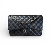 Chanel Black Lambskin Classic Jumbo Double Flap Bag