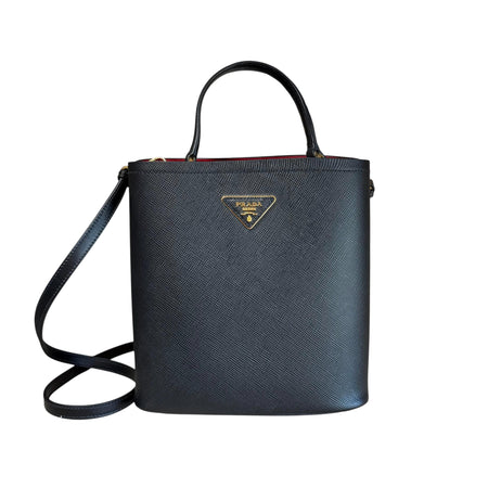 Prada Black Saffiano Leather Panier Medium Bag
