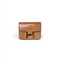 Hermes Gold Matte Alligator Constance Slim Wallet with Gold Hardware (2020)