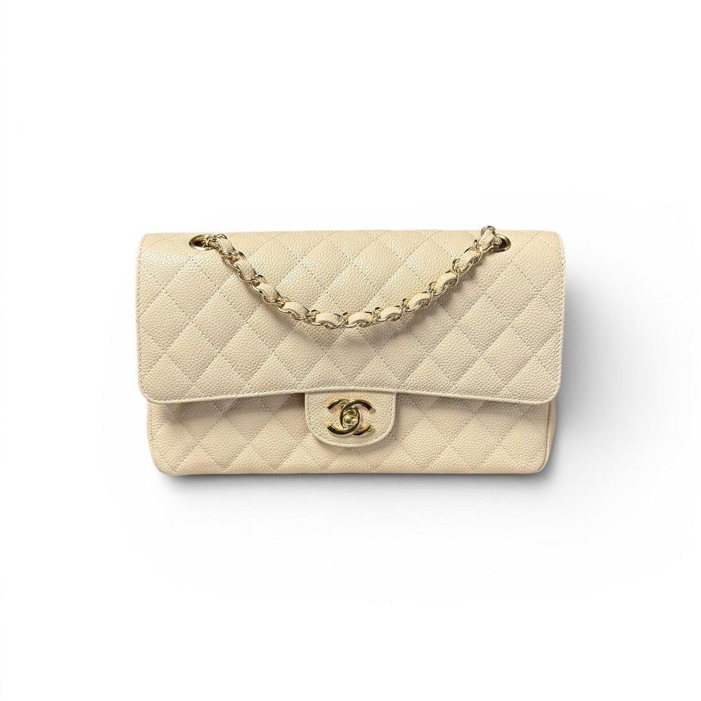 Chanel Medium Classic Double Flap Bag in Beige Caviar