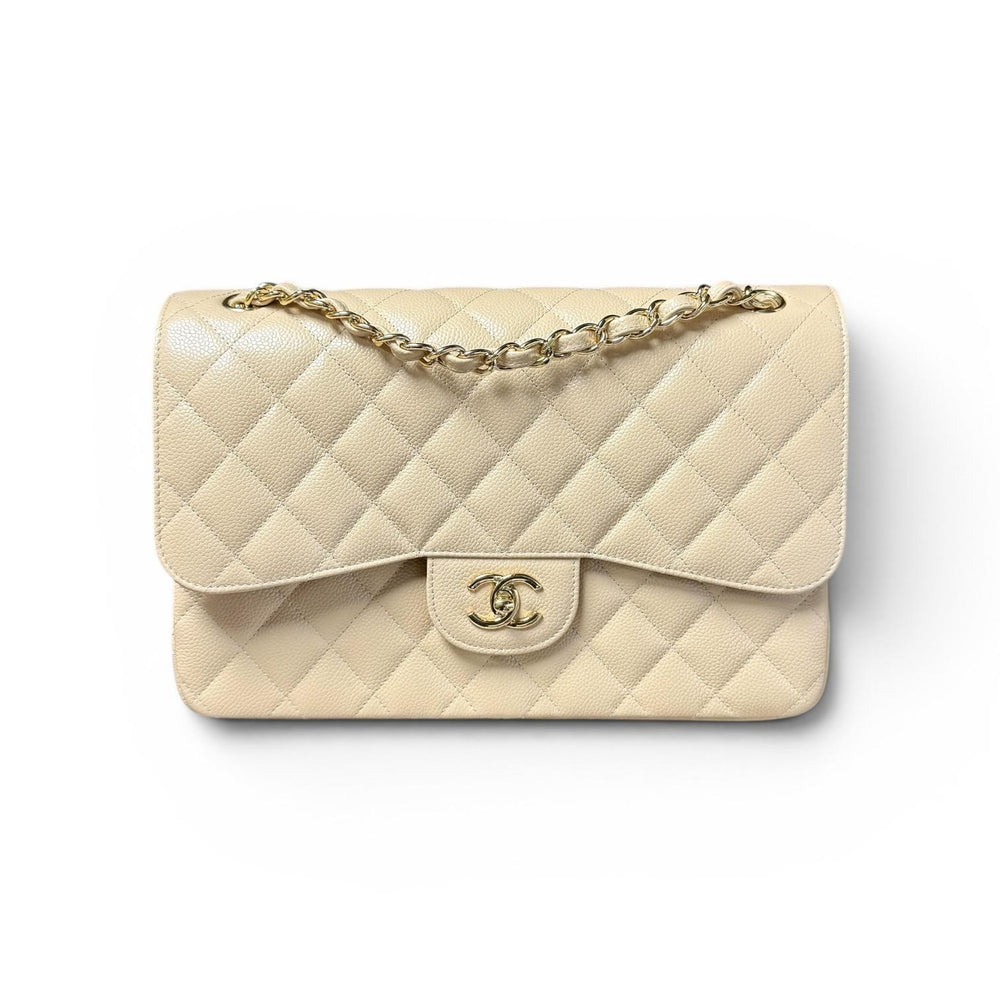 Chanel Jumbo Classic Double Flap Bag in Beige Caviar