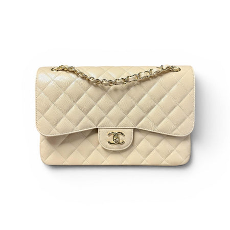 Chanel Jumbo Classic Double Flap Bag in Beige Caviar