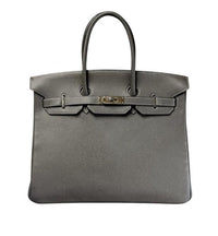 Hermes Birkin 35 Bag in Graphite Fjord with Palladium Hardware (2005)