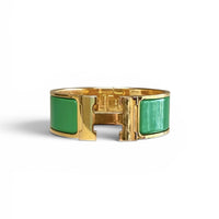 Hermes Green/Gold Wide Clic H Bracelet