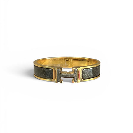Hermes Black/Gold Glitter Clic H Bracelet
