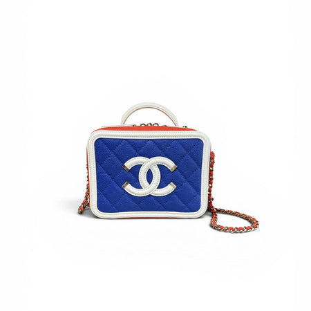 Chanel Small Filagree Vanity Case in Red, White & Blue