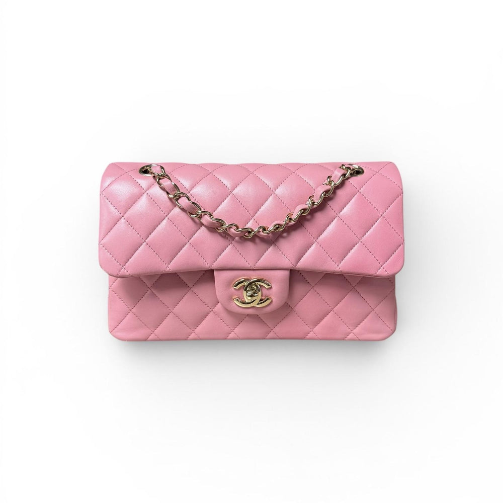 Chanel Pink Lambskin Classic Small Double Flap Bag