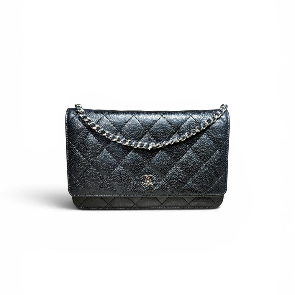 Chanel Black Caviar Wallet on Chain with Silver Hardware