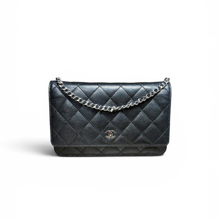 Chanel Black Caviar Wallet on Chain with Silver Hardware