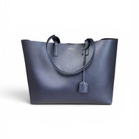 Saint Laurent Navy Leather EW Shopping Tote Bag