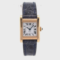 Cartier Tank 18k Gold Watch with Blue Leather Band  028453