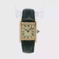 Cartier Tank 20mm 18k Yellow Gold on Leather