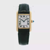 Cartier Tank Small Gold Plated Black Leather Band