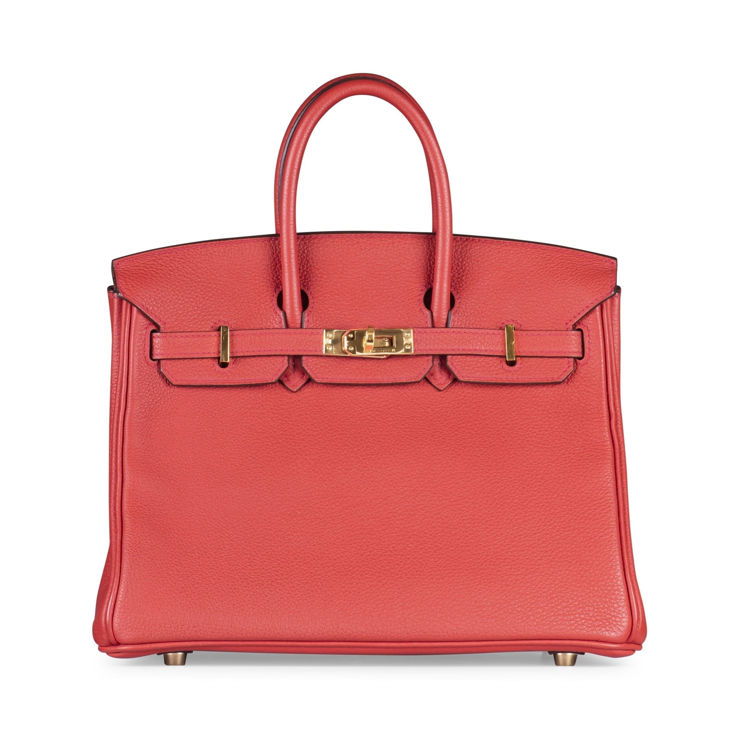 Hermes Birkin 25cm Red Vermillon Togo Leather with Gold Hardware.