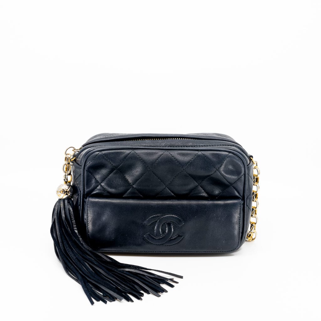 Chanel Camera Bag Tassel Black Lambskin with Gold Hardware - The Vintage Contessa & Times Past ...