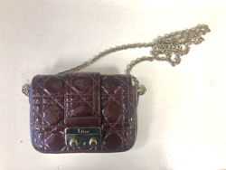 Dior Lock Pouch Cannage Quilt Patent Mini Burgundy 3