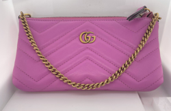 Gucci GG Marmont Mini Chain Bag Pink Calfskin Leather 3