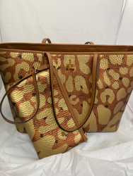 MCM Leopard Print Anya Shopper Tote Bag with Pouch with Cognac Pebble - Coated Canvas Leopard Print Overlay on Monogrammed Visetos and gold MCM logo plate, Zip closure 3