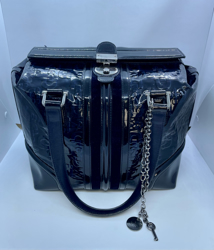 Gucci Square Doctors Bag Navy Patent Leather Satchel 3