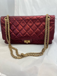 Chanel Reissue 2.55 Double Flap Classic Metallic Aged Burgundy Calfskin with Gold Hardware 3