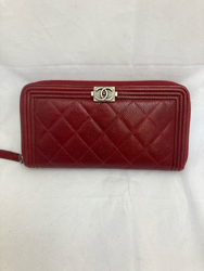 Chanel Quilted Medium Boy Zip Around Wallet Dark Red 3