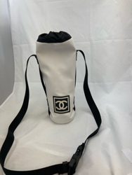 Chanel White Canvas CC Logo Bottle Holder Tube Shoulder Bag 3