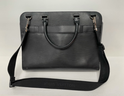 Louis Vuitton Black Epi Leather Bassano MM Briefcase Crossbody Bag 3