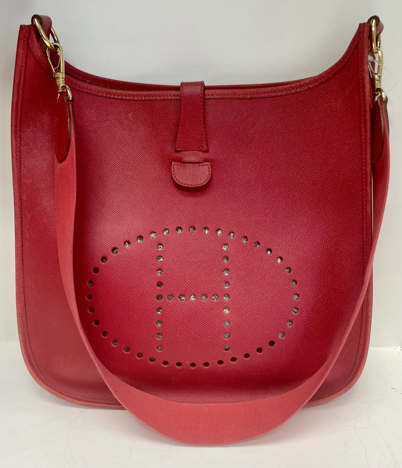 Used Red Hermes Authentic Red Evelyne I 33 GM Gold Hardware Messenger  Shoulder Bag Houston,TX