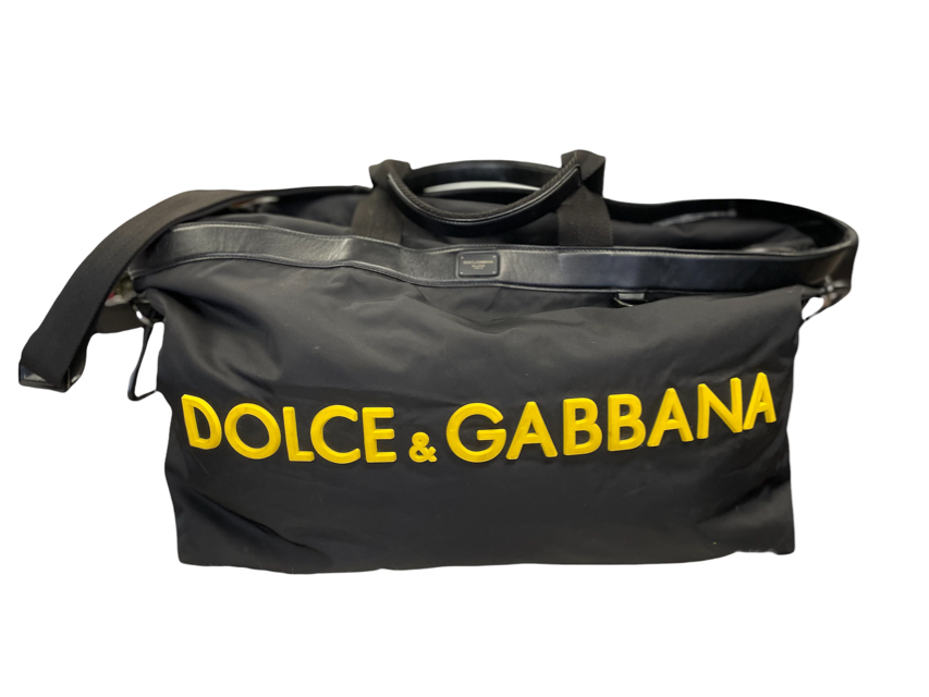 Used Black Dolce & Gabbana Nylon Black/Yellow Logo Duffle Houston,TX