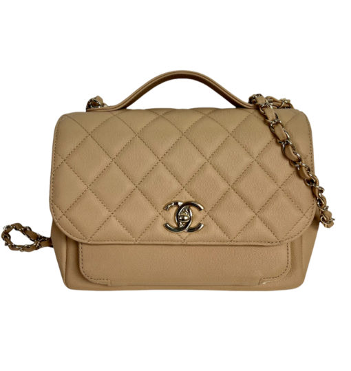 CHANEL Caviar Quilted Small Coco Handle Flap Beige 29332131 3
