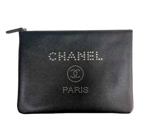 Chanel Caviar Deauville Studded O-Case Pouch 3