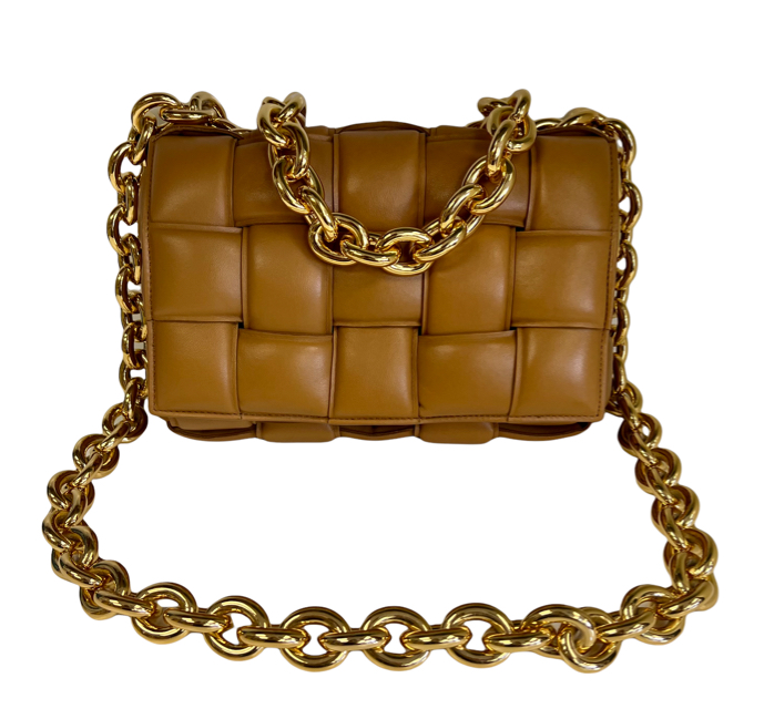 Used Brown Bottega Veneta Padded Chain Cassette Shoulder Bag