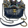 Chanel Gabrielle Drawstring Handbag Blue Leather Multicolor Tweed 1