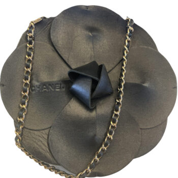 Black Satin Camellia Handbag Mini
