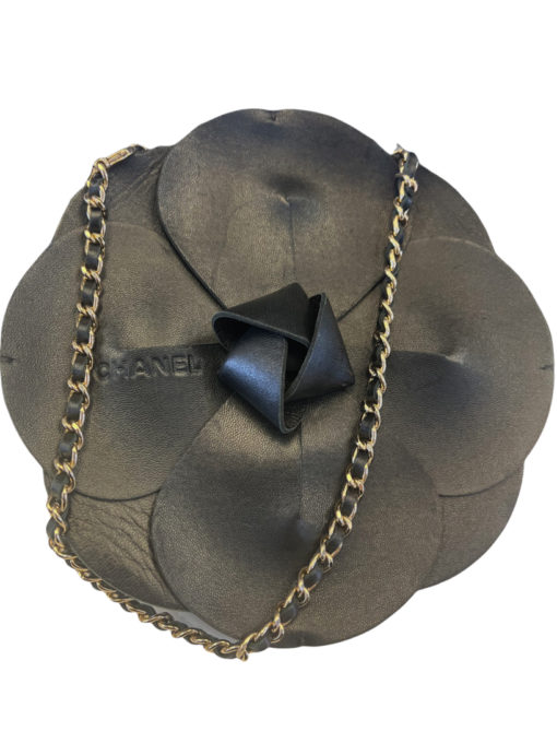 Chanel Black Leather Camellia Flower Bag 3