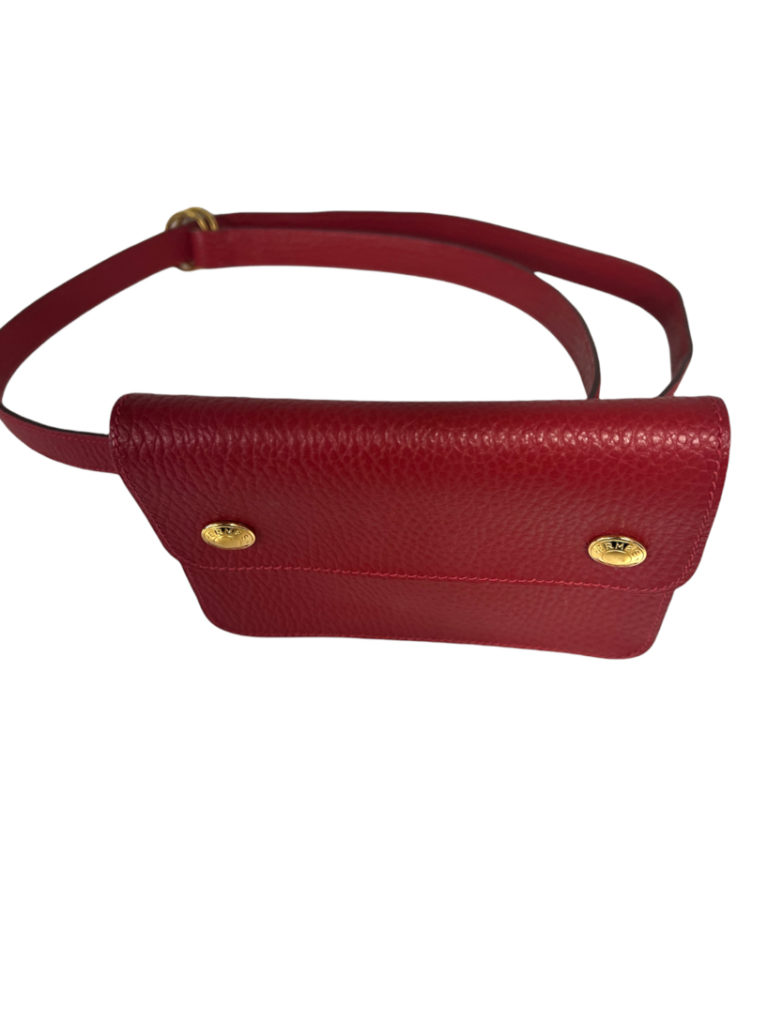 Hermes Authentic Vintage Red Togo Leather Bullet Pochette Waist Belt Bag 3