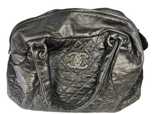 Chanel Distressed Calfskin Coco Rider Bowling Bag 3