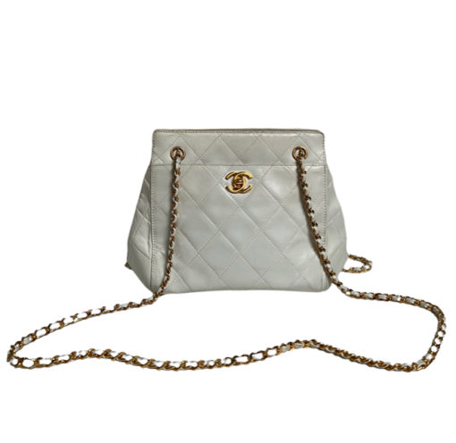 Chanel White Quilted CC Shoulder Bag 3