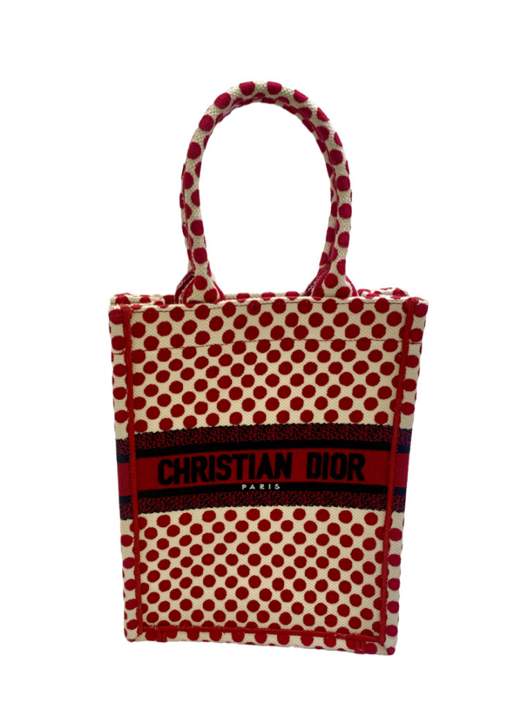 Christian Dior Canvas DiorAmour Dots Vertical Book Tote Red Polka Dot 3