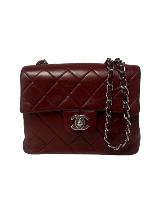 Chanel Vintage Burgundy Mini Square Single Flap Bag 3