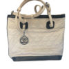 Chanel Country Club Lambskin Quilted Tote Cream/Black 4
