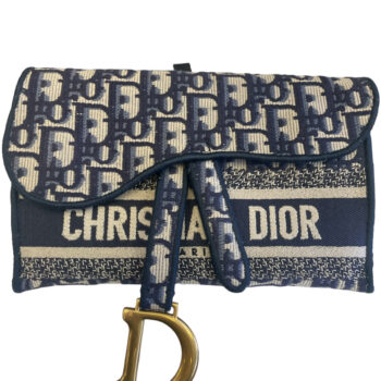 Used Grey Christian Dior Saddle Slim Pouch Belt Bag Grey Dior Oblique  Canvas Houston,TX