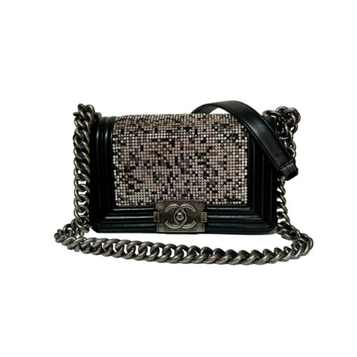 Chanel Swarovski Crystal & Black Lambskin Boy Bag 3