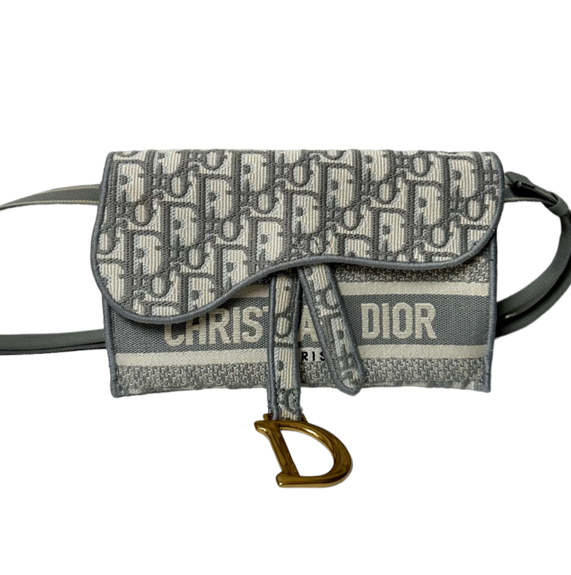 Christian Dior Saddle Oblique Canvas Belt Bag Navy Blue
