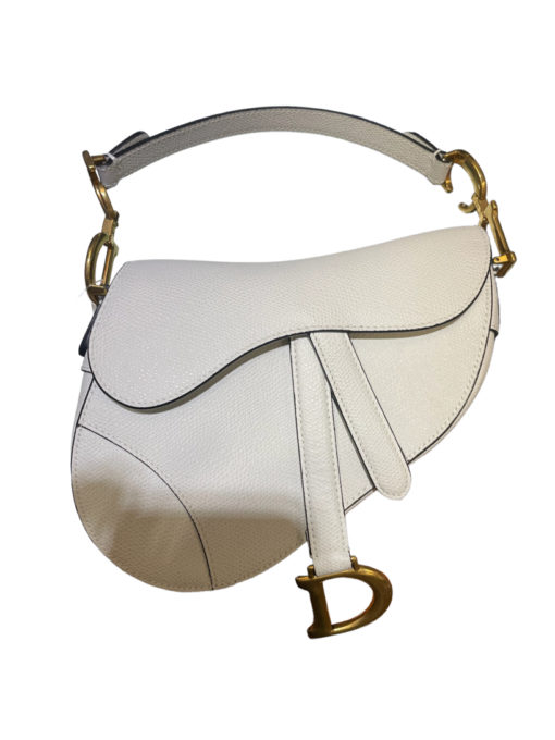 C.Dior Mini Saddle Bag Latte Grained Calfskin Gold Hardware 3