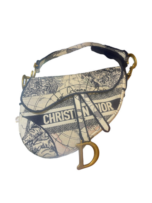 Christian Dior Blue Toile de Jouy Embroidery Saddle Bag 3